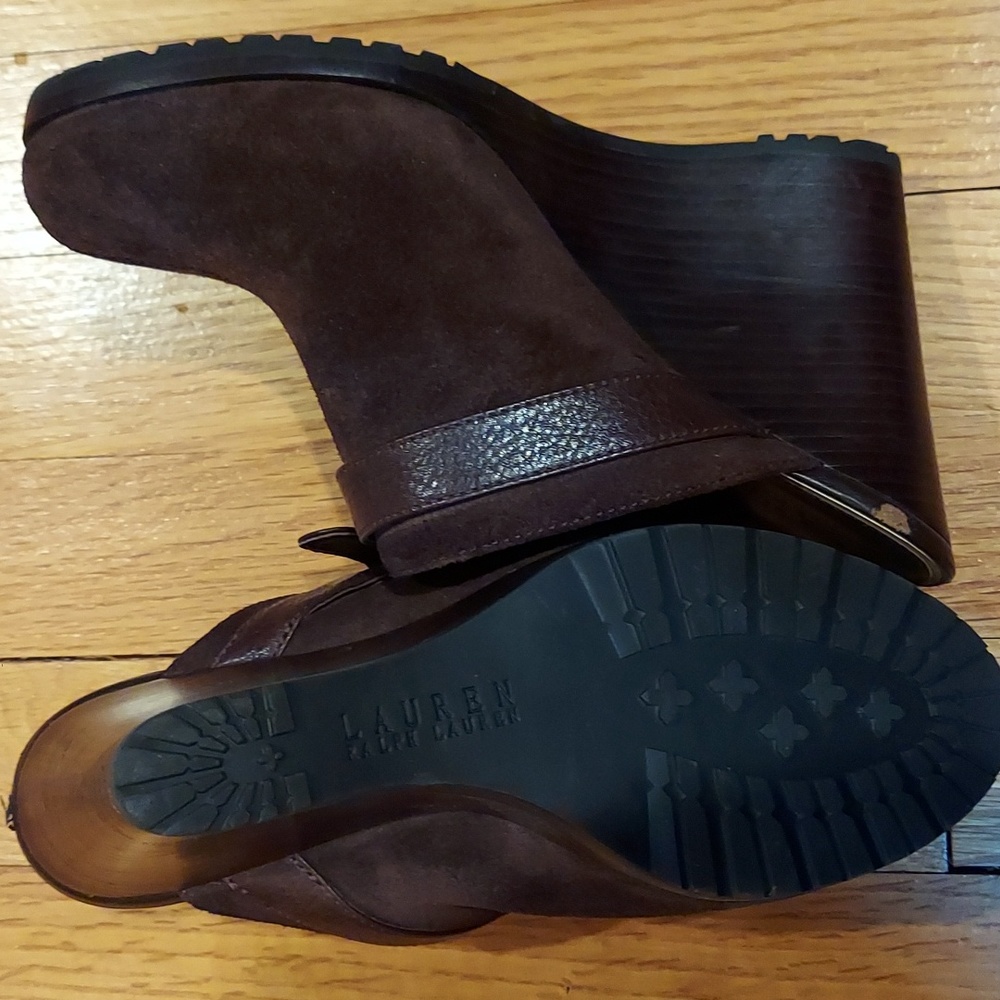 Lauren Beown Suede Wedge Mules - Picture 4 of 4